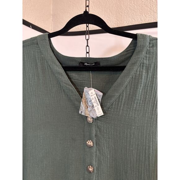 Madewell Lightspun Button Front Midi Dress Green Women’s 14 NWT Lagenlook Gauze - Picture 5 of 13